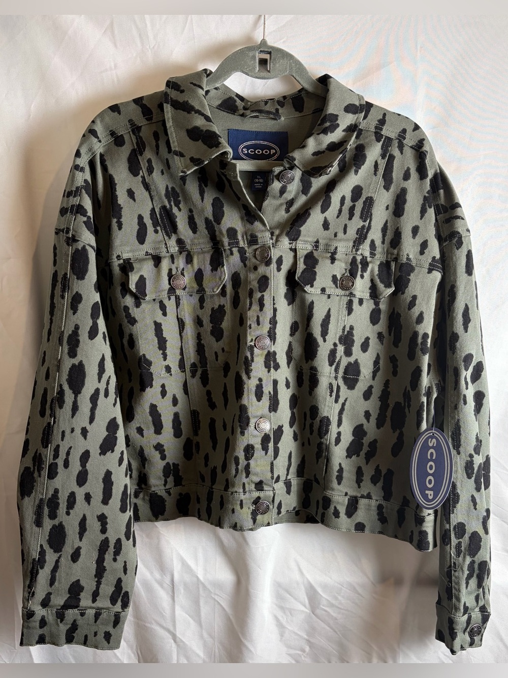 NWT Scoop Leopard Print Denim Jacket XL 16-18